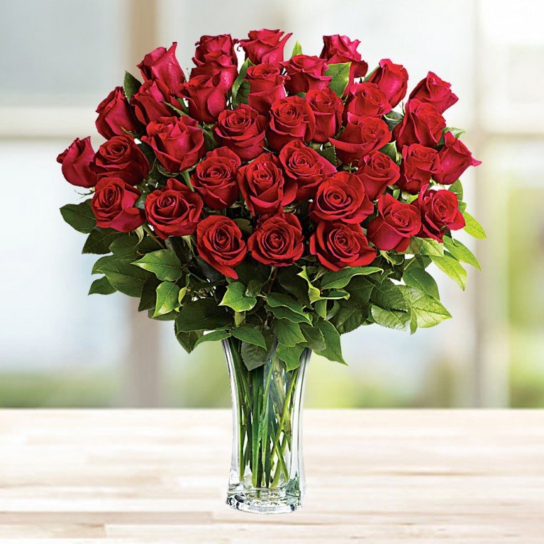 36 Red Roses with Vase
