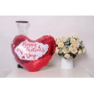 Heart Shaped Sequin Personalized Cushion Red