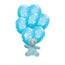 It's a Boy Latex Balloon Bouquet with Blue Teddy