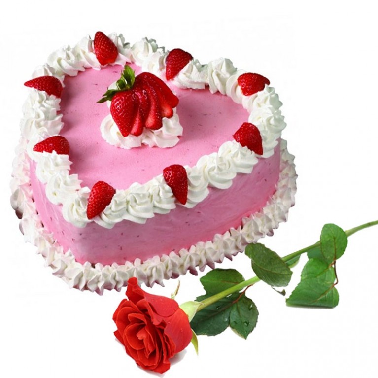 Strawberry Cake & Rose